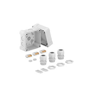 OBO Bettermann Распределительная коробка X02, IP 67, 95х95х72 мм, с безвинтовой клеммой и 3-я кабельными вводами 2005244 — миниатюра 2