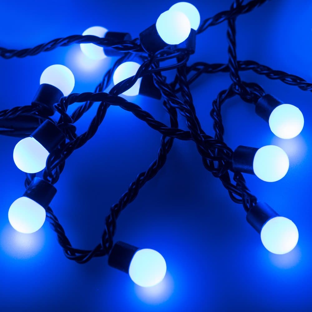 Arlight Светодиодная гирлянда ARD-BALL-CLASSIC-D17.5-10000-BLACK-100LED BLUE (230V, 7W) (Ardecoled, IP65) 025582 — миниатюра 3