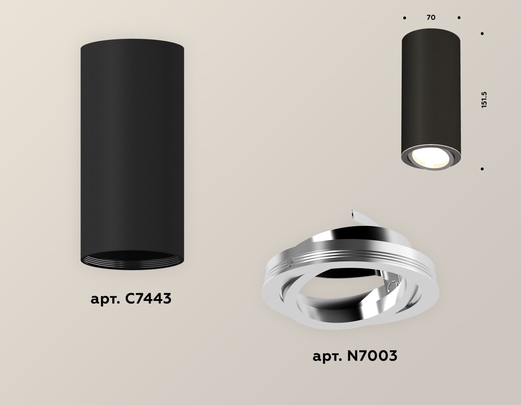 Ambrella Комплект накладного светильника XS7443003 SBK/PSL черный песок/серебро полированное MR16 GU5.3 (C7443, N7003) — миниатюра 2