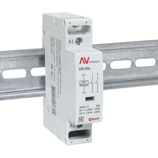 EKF Контактор модульный КМ 20А 2NO 230В АС (1 мод.) AVERES — миниатюра 2