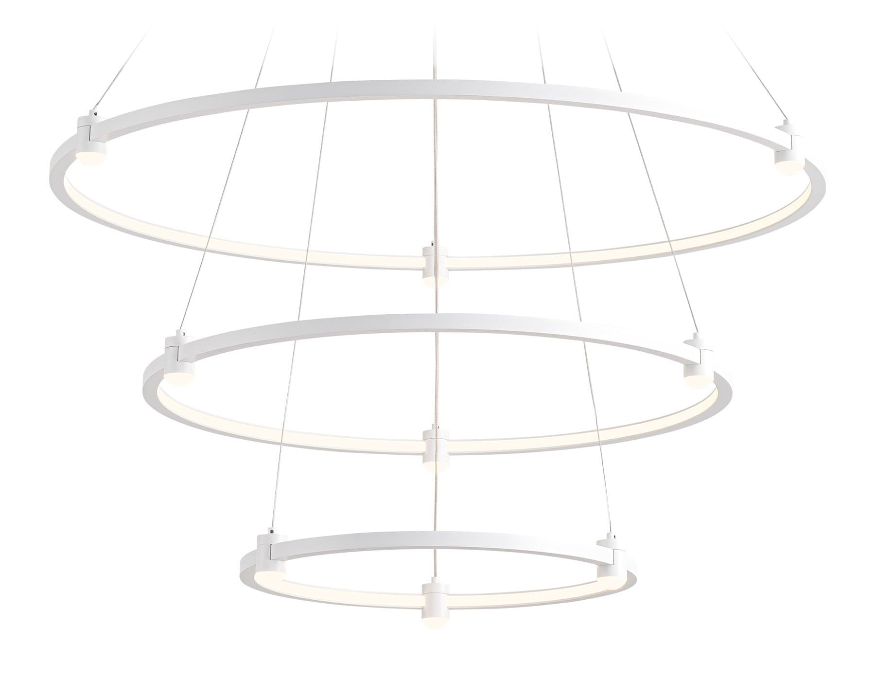 Ambrella Светильник подвесной светодиодный FL5511/3+9 WH белый 90W 3000K/4200K/6400K D800/600/400*1300 (без ПДУ) — миниатюра 1
