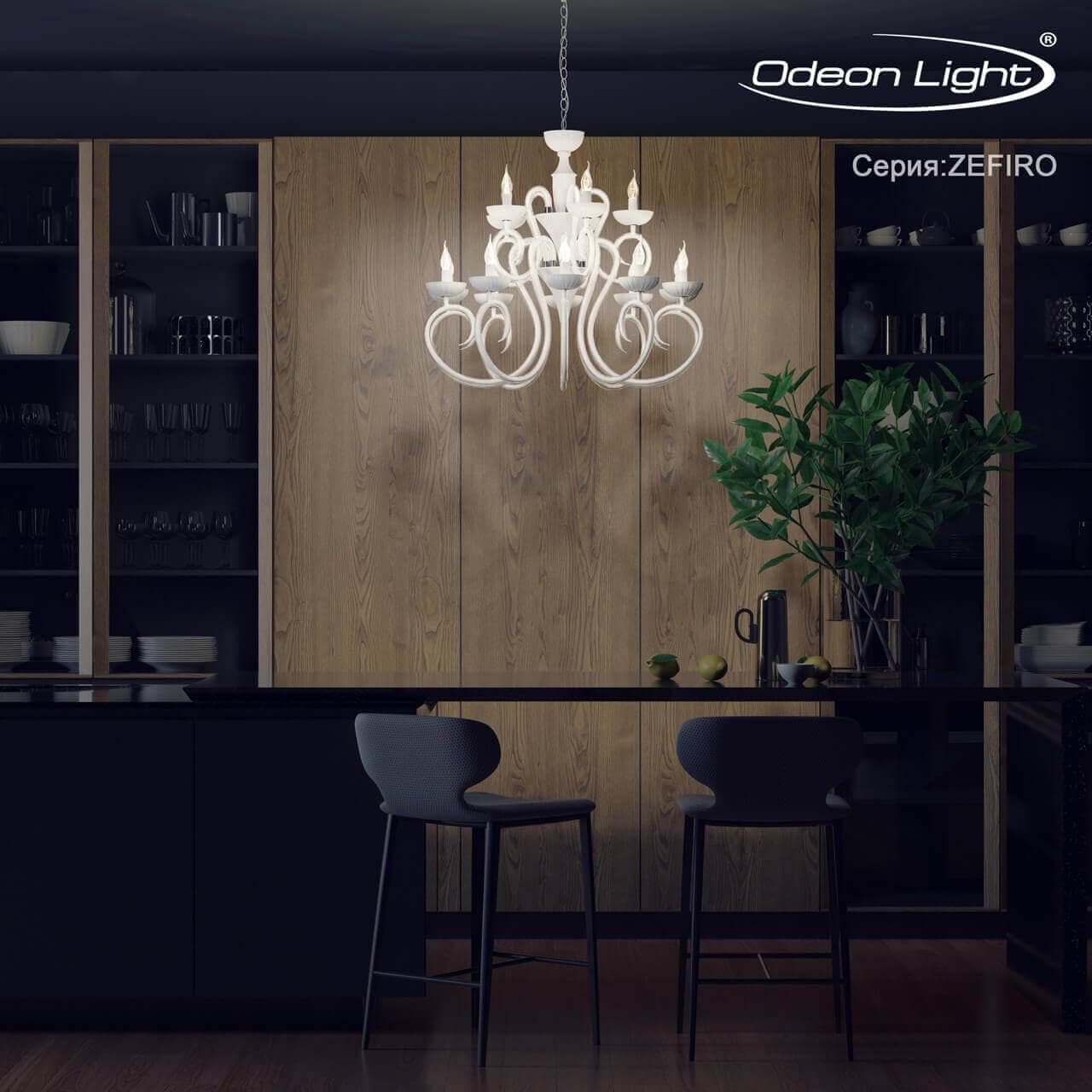 Odeon Light 3932/15 ODL18 454 хром/белый Люстра IP20 E14 15*40W 220V ZEFIRO — миниатюра 4