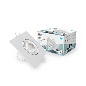 Gauss Светильник Downlight квадрат 6W 520lm 4000K 100-265V IP20 монтаж Ø65 90*56мм белый LED 948411206 — миниатюра 1