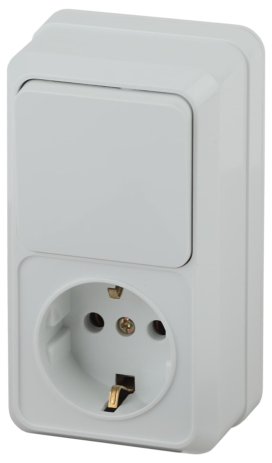 Intro Блок розетка с выключателем Quadro 2-705-01 вертикальный 10(16)А-250В, IP20, ОУ, белый