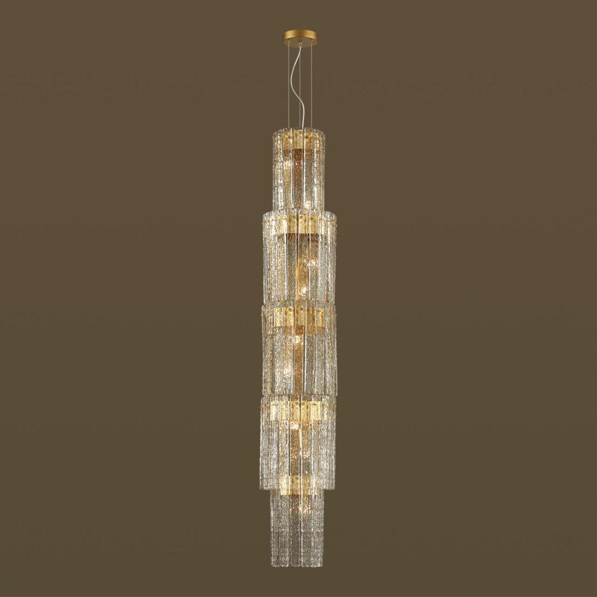 Odeon Light 4938/9 HALL (В 2-Х КОРОБКАХ) ODL22 366 матов.золотой/прозрачный/стекло/ Люстра E14 9*40W MERKALE — миниатюра 4