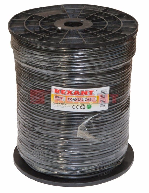 Кабель RG-6U, (64%), 75 Ом, 305м., OUTDOOR Rexant 01-2204 — миниатюра 2