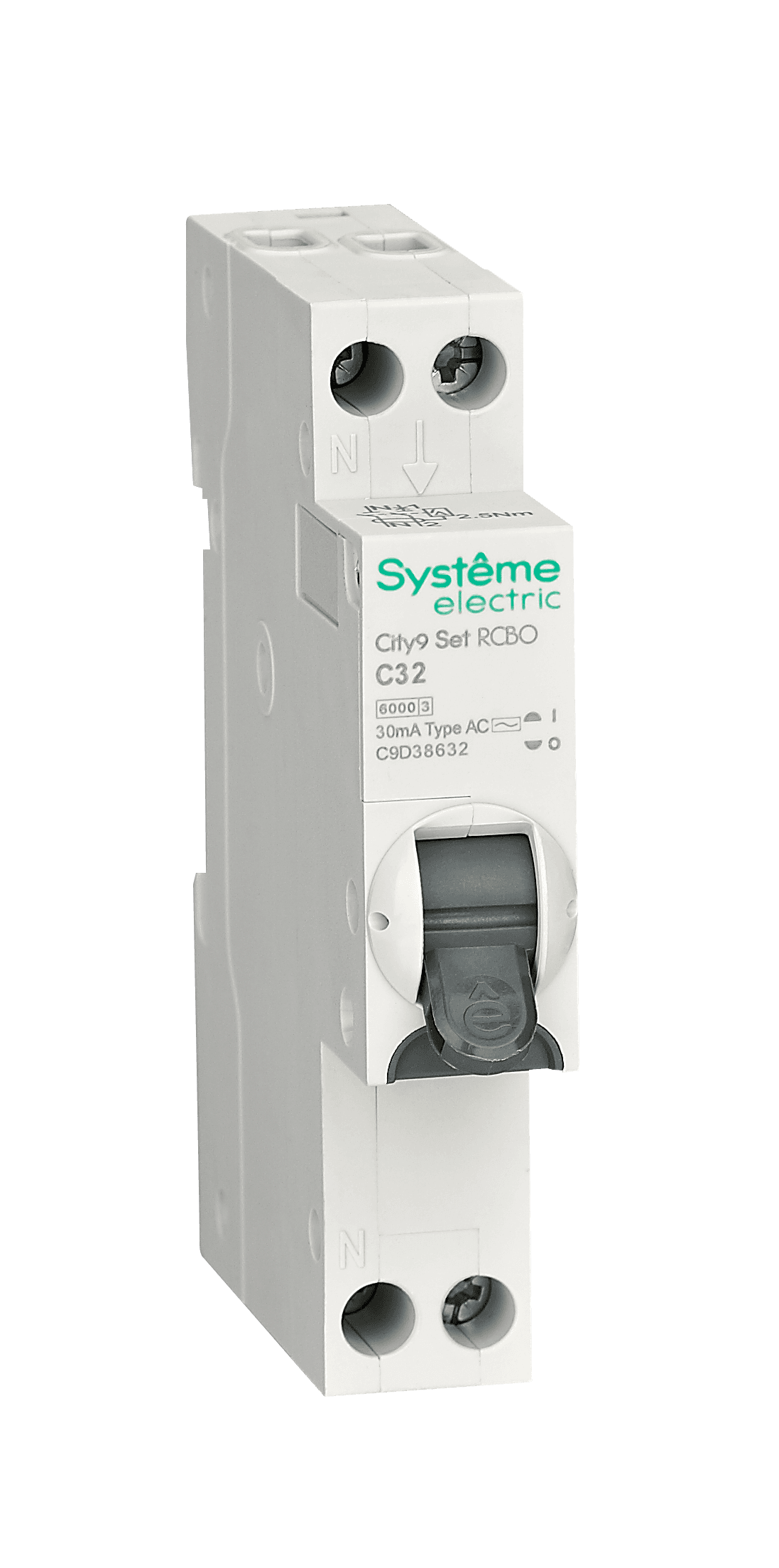 Systeme Electric City9 АВДТ 1П+Н C32 6000A 30мА AC 18мм