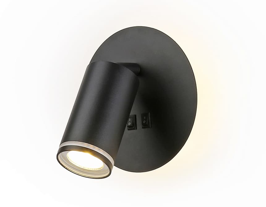 Ambrella Светильник светодиодный настенный с выключателем FW2463 BK черный LED 4200K 7W D145*150