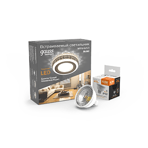 Gauss Набор Cветильник BL082 3W + Лампа MR16 6,5W 470lm 3000K GU5.3 LED BL082P