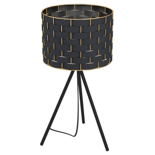 Eglo 99526 Настольная лампа MARASALES, 1x40W, E27, H570, Ø280, сталь/текстиль, черный/латунь
