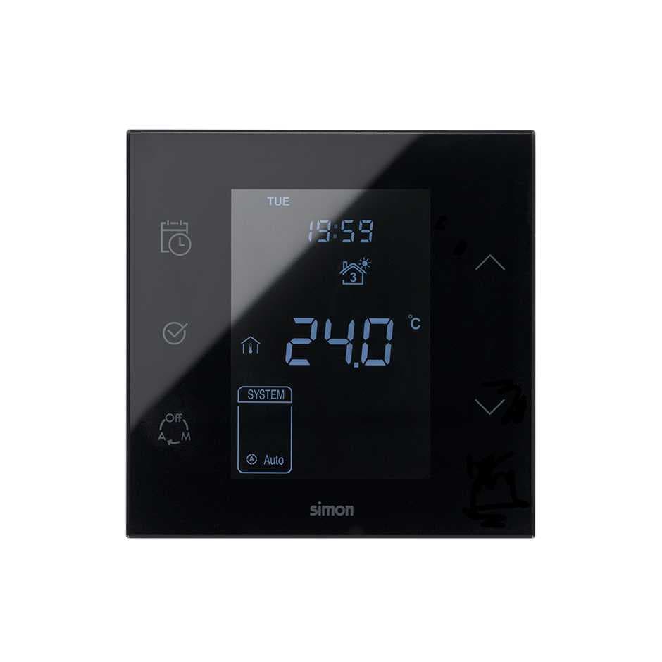 Simon 100 Черный глянец Регулятор теплого пола электронный Simon iO 16A 230В~ 10004811-138