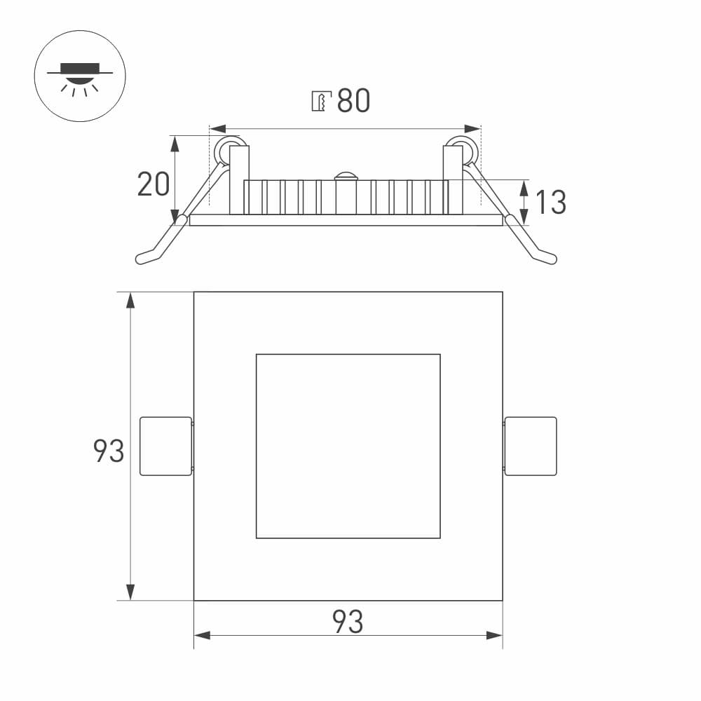 Arlight Светильник DL-93x93M-5W Warm White (IP40 Металл, 3 года) 020123 — миниатюра 6