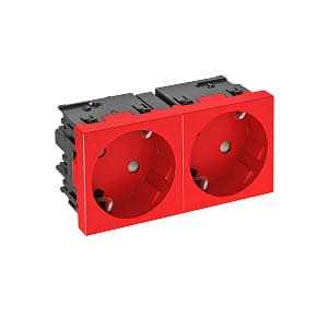 OBO Bettermann Розетка силовая 33° двойная 2х2К+З Modul45connect, со шторками, 16А 250В красная 6120489