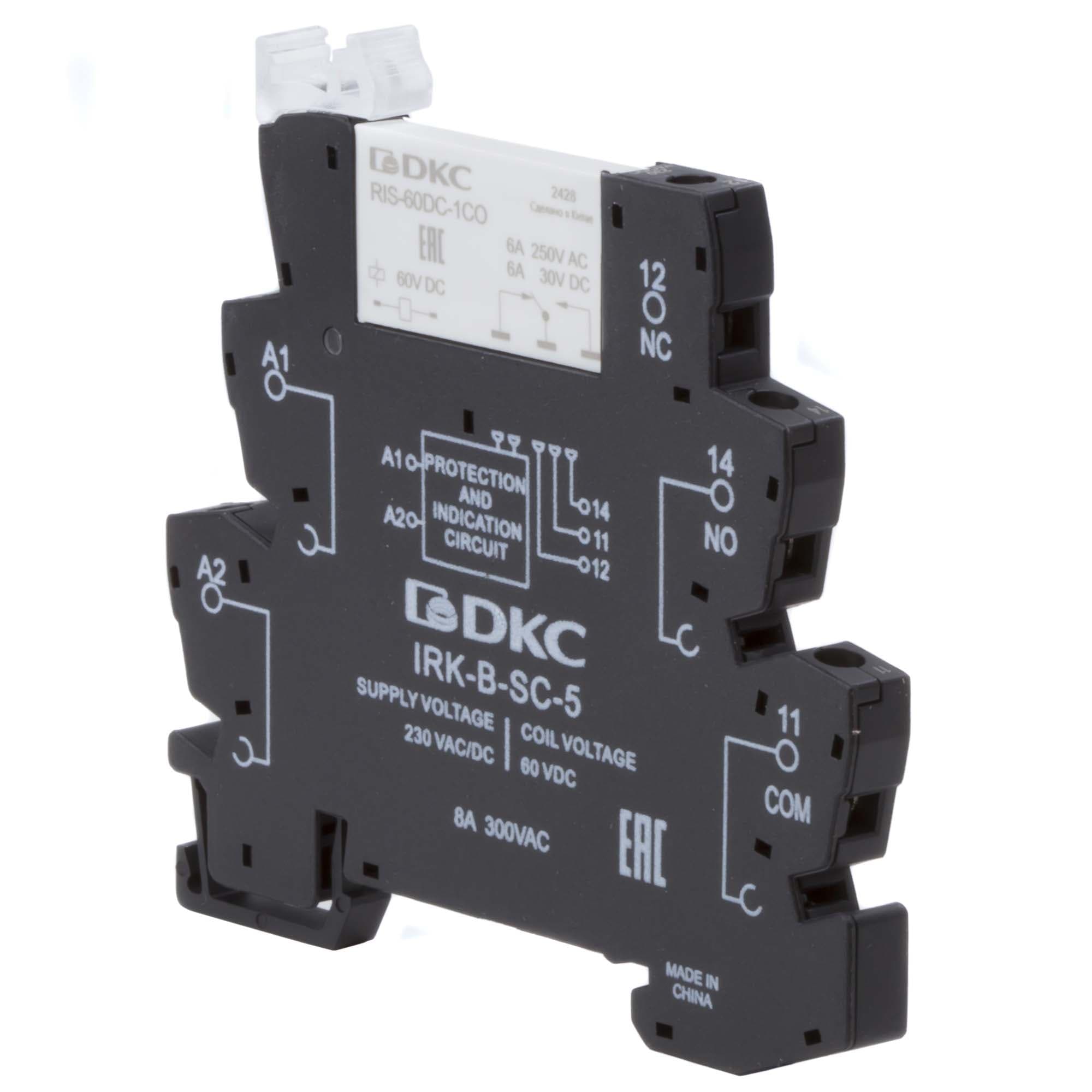 DKC Реле интерфейсное, 1CO, ком. ток 6А, AgSnO2, напряжение 230V AC/DC, винтовые клеммы. — миниатюра 2