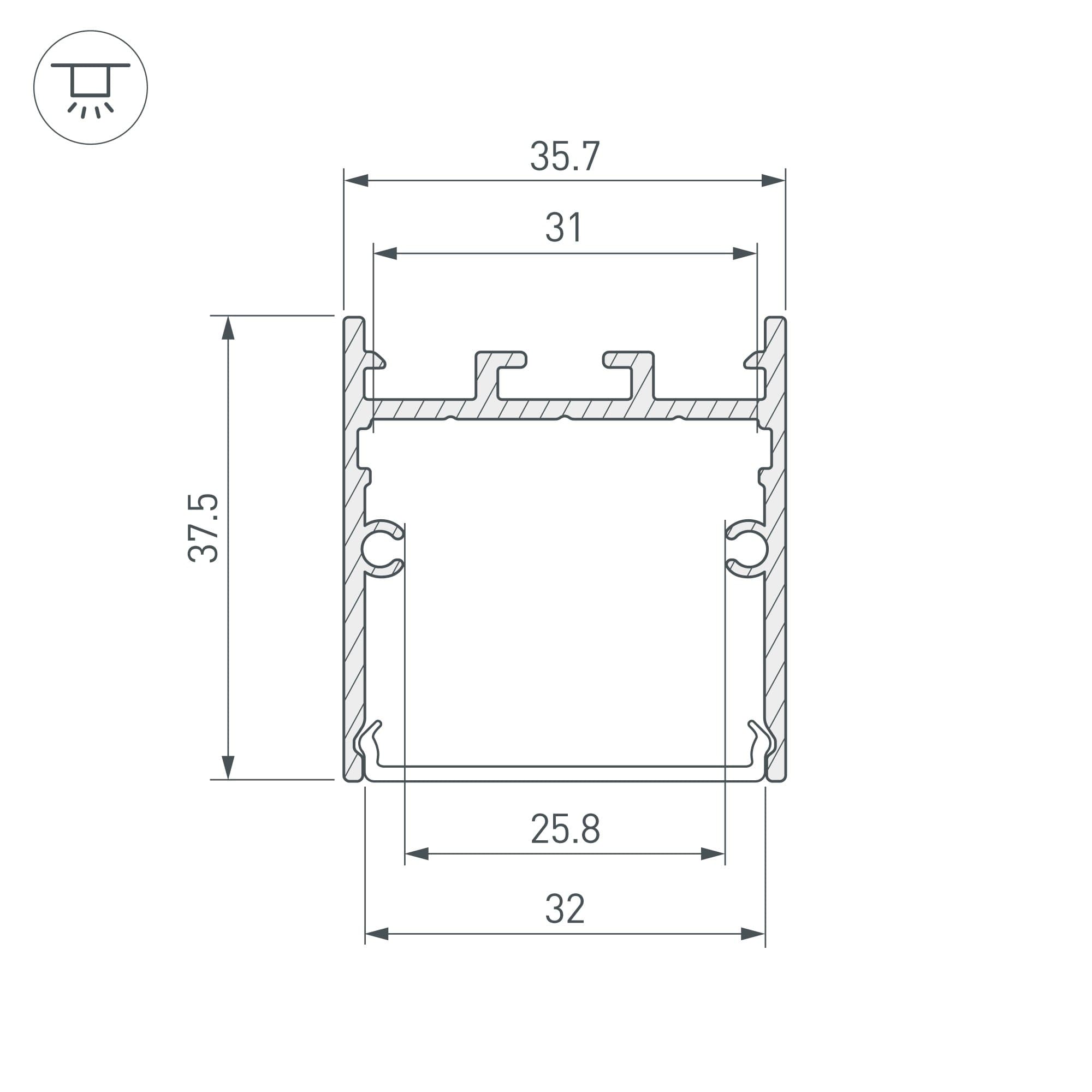 Arlight Профиль SL-LINE-3638-LW-2000 ANOD OLIVE GREY (Алюминий) 038432 — миниатюра 3