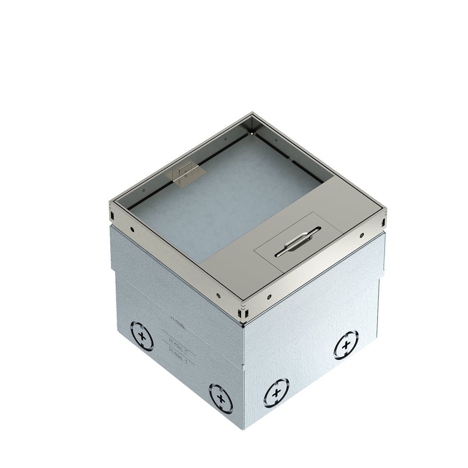 OBO Bettermann Лючок UDHome2 укомплектованный 2 розетки 2К+З (выемка 15 мм) 140х140х110 мм (нержавеющая сталь) 7368324 — миниатюра 1