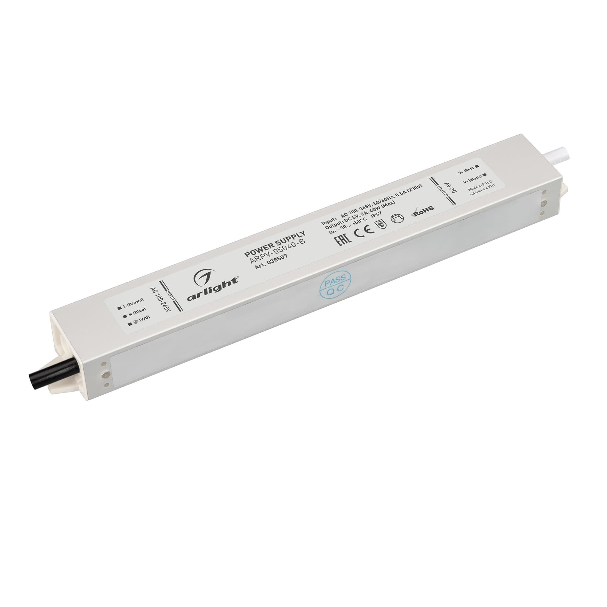 Arlight Блок питания ARPV-05040-B (5V, 8.0A, 40W) (IP67 Металл, 3 года) 038507