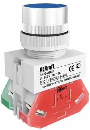 Dekraft Выключатель кноп. ABLF D22 СИНИЙ 220В ВK-22 — миниатюра 4