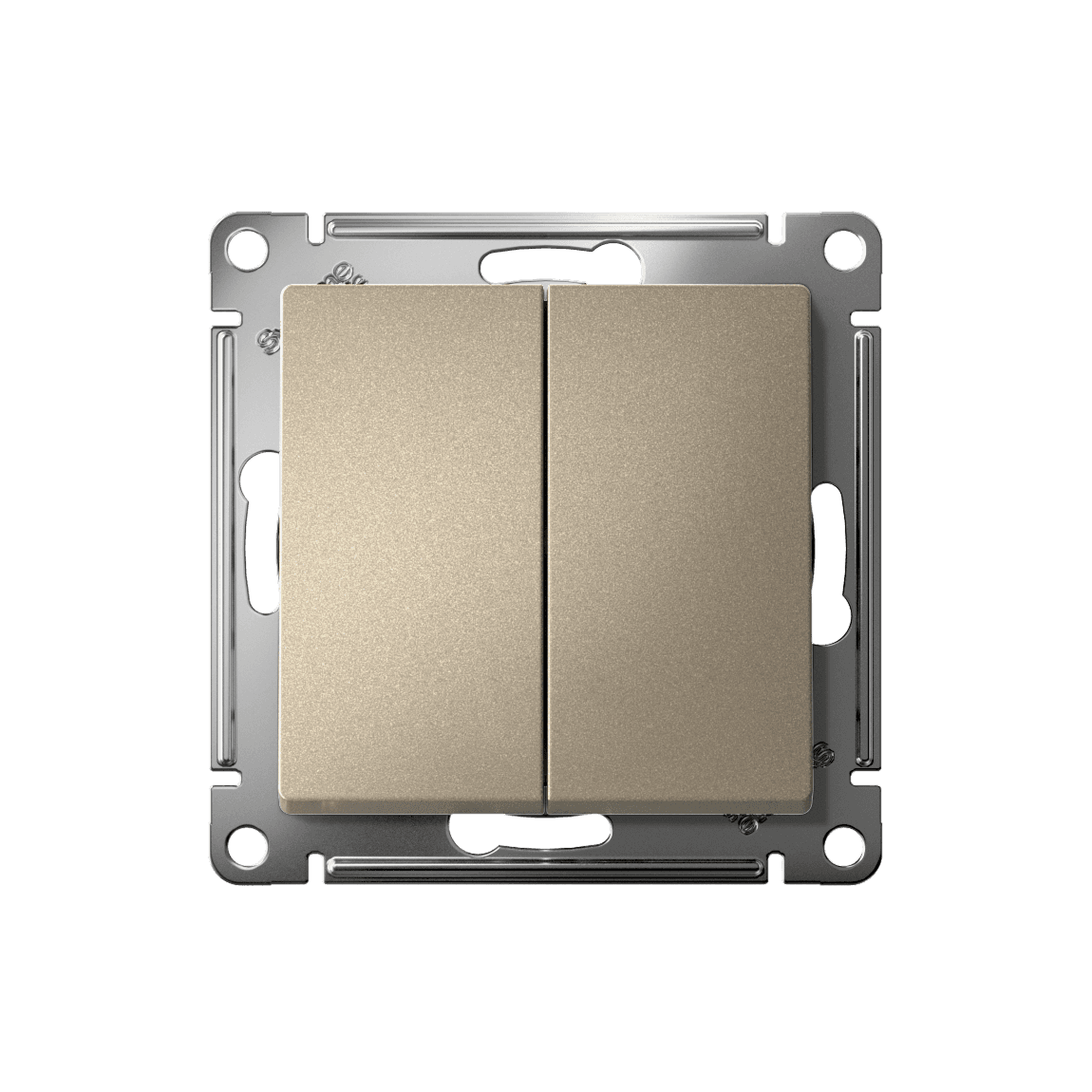 Systeme Electric AtlasDesign Шампань Выключатель 2-клавишный, сх.5, 10АХ, мех., быстрозажим. клем. — миниатюра 4