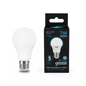 Gauss Лампа A60 7W 710lm 6500K E27 LED 1/10/50 102502307