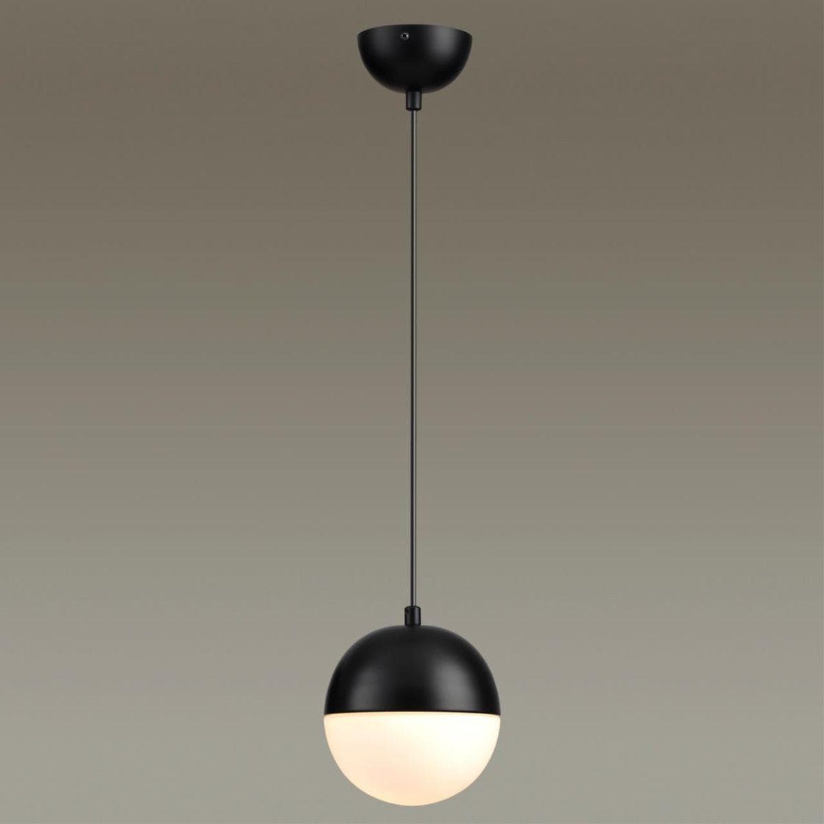 Odeon Light 4958/1 PENDANT ODL22 243 черный/металл/белый/стекло Подвес E27 1*40W PINGA — миниатюра 4