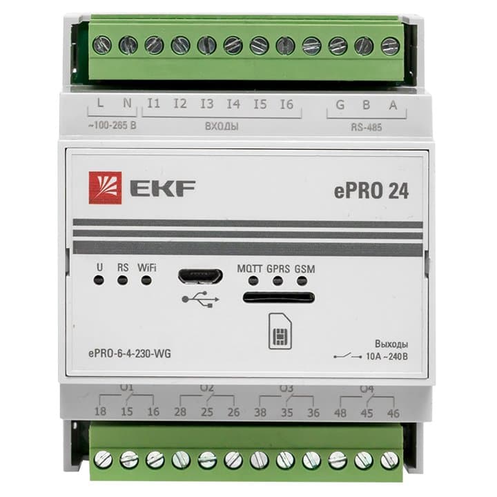 EKF PROxima Контроллер базовый ePRO удаленного управления 6вх\4вых 230В WiFi GSM ePRO-6-4-230-WG — миниатюра 13