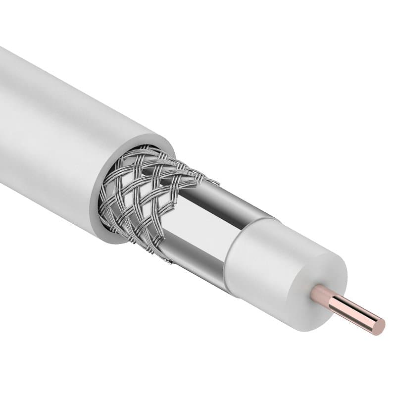 Кабель RG-6U, (64%), 75 Ом, 100м., белый Rexant 01-2201