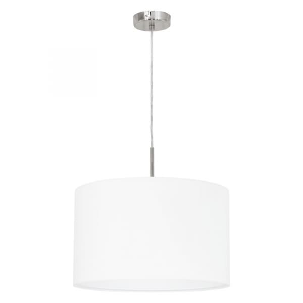 Eglo Подвес PASTERI, 1х60W (E27), Ø380, никель матовый/текстиль, белый 31571 — миниатюра 1