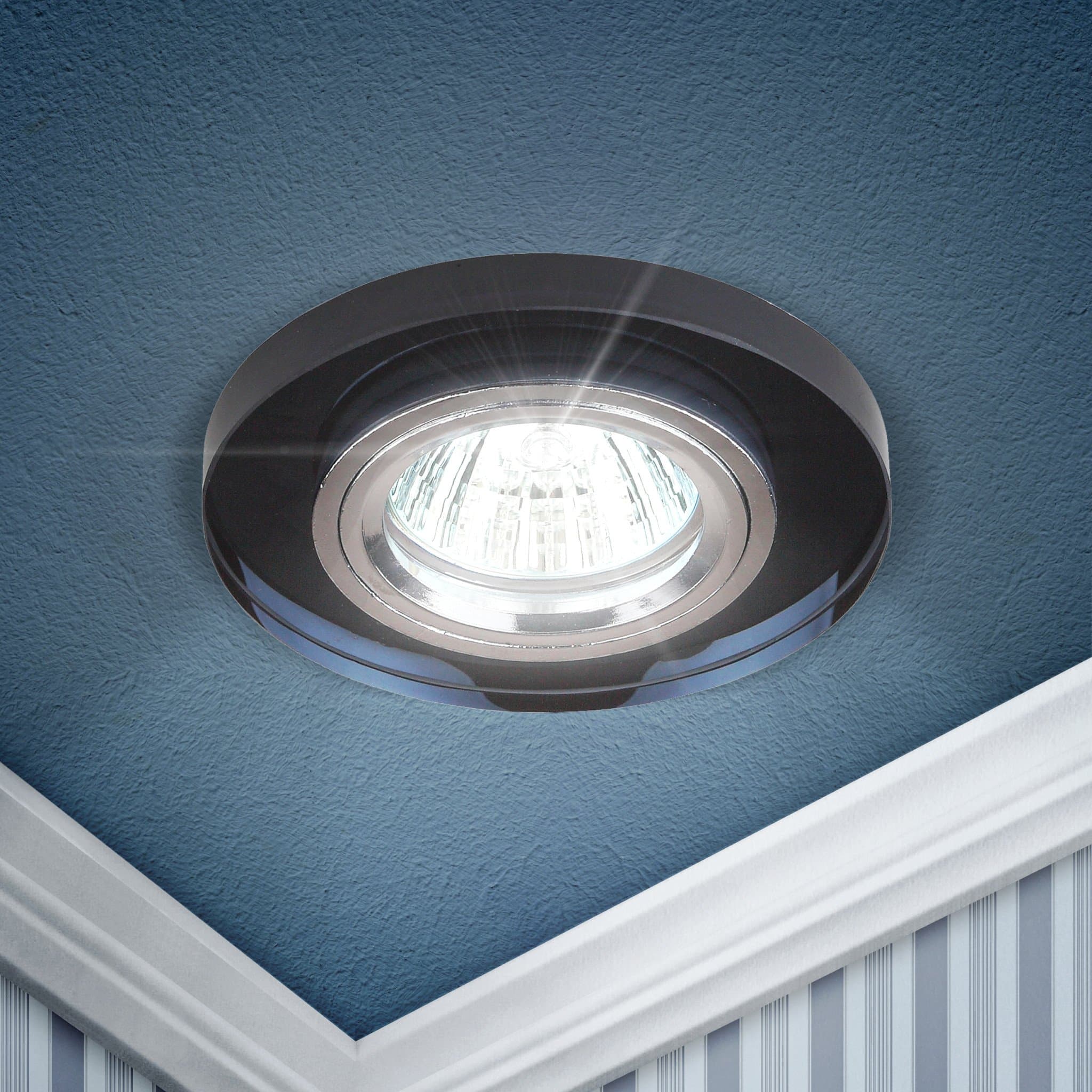 ЭРА DK7 CH/BK Хром/черный Светильник декор стекло круглое MR16,12V/220V, 50W