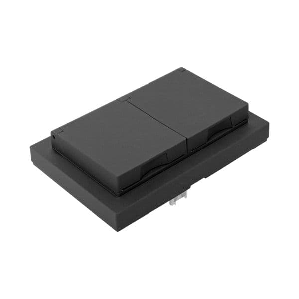 EKF Механизм розетки двойной, 16А, IP44, с заземлением, со шторками, с рамкой, с крышками, чёрный Эпика — миниатюра 7