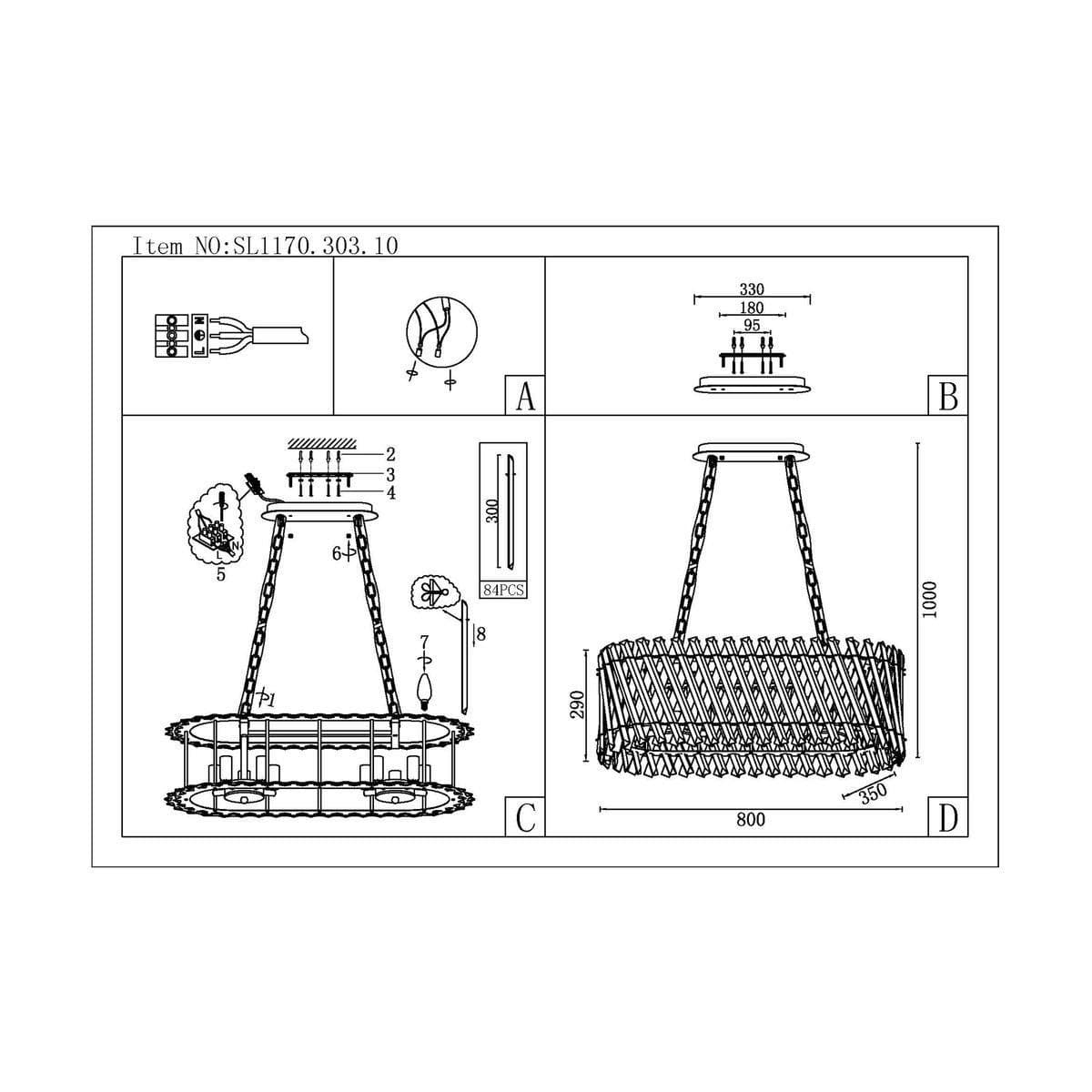 ST Luce SL1170.303.10 Светильник подвесной Латунь/Прозрачный E14 10*40W — миниатюра 2