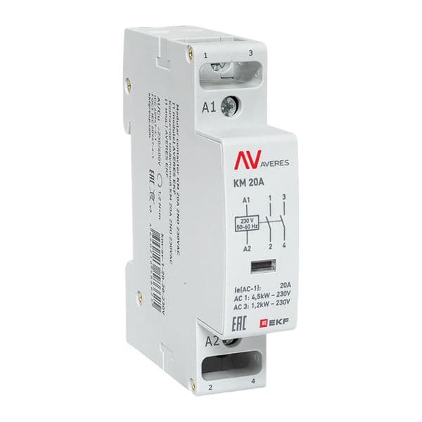 EKF Контактор модульный КМ 20А 2NO 230В АС (1 мод.) AVERES