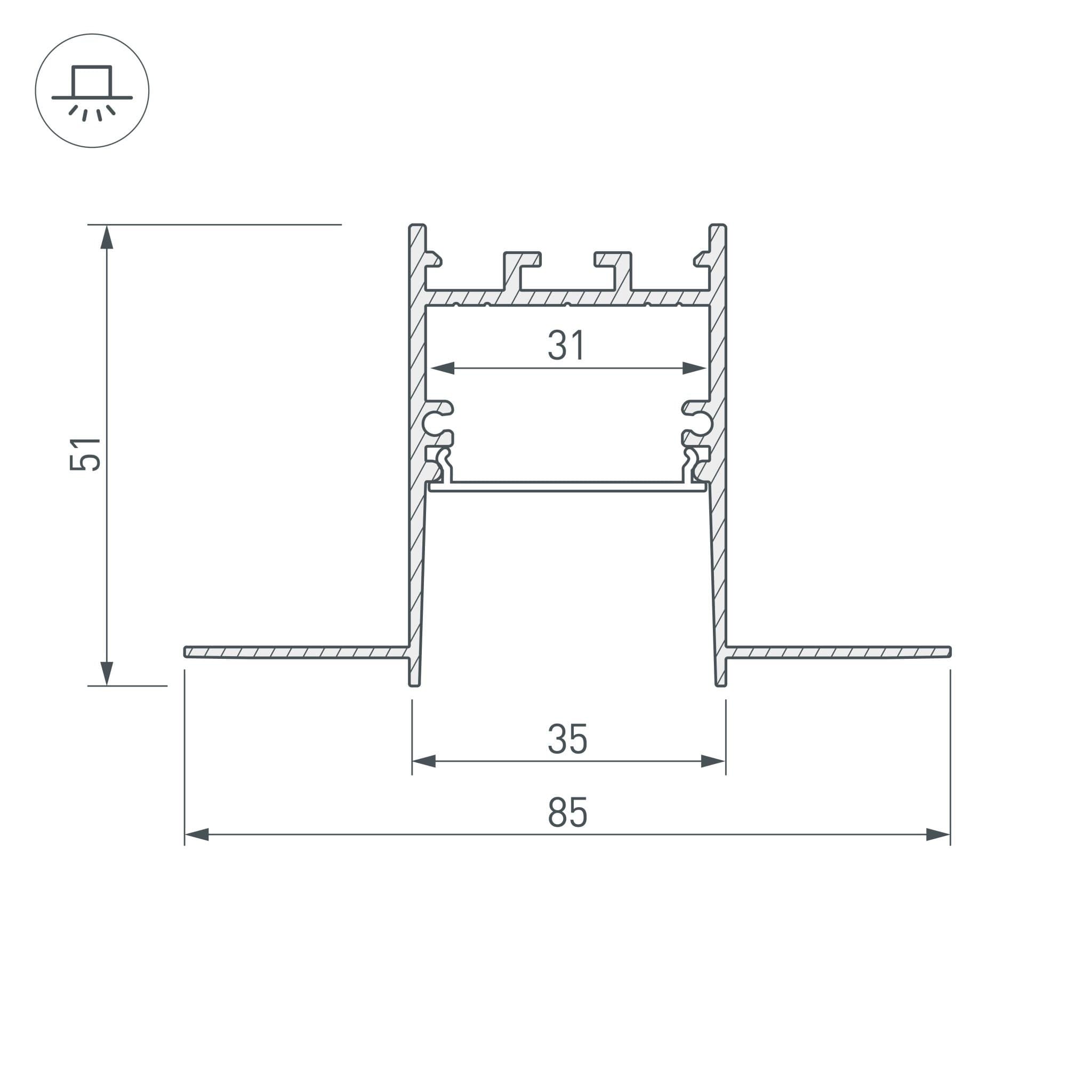 Arlight Профиль SL-COMFORT32-FANTOM-2000 ANOD (Алюминий) 033276 — миниатюра 3