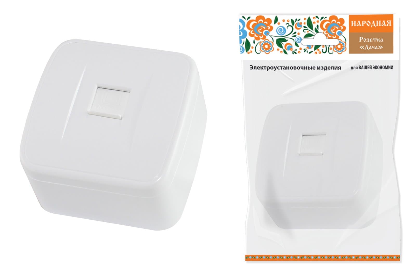 TDM Розетка компьютерная (RJ-45) открытой установки IP20, белая "Дача" Народная SQ1824-0011