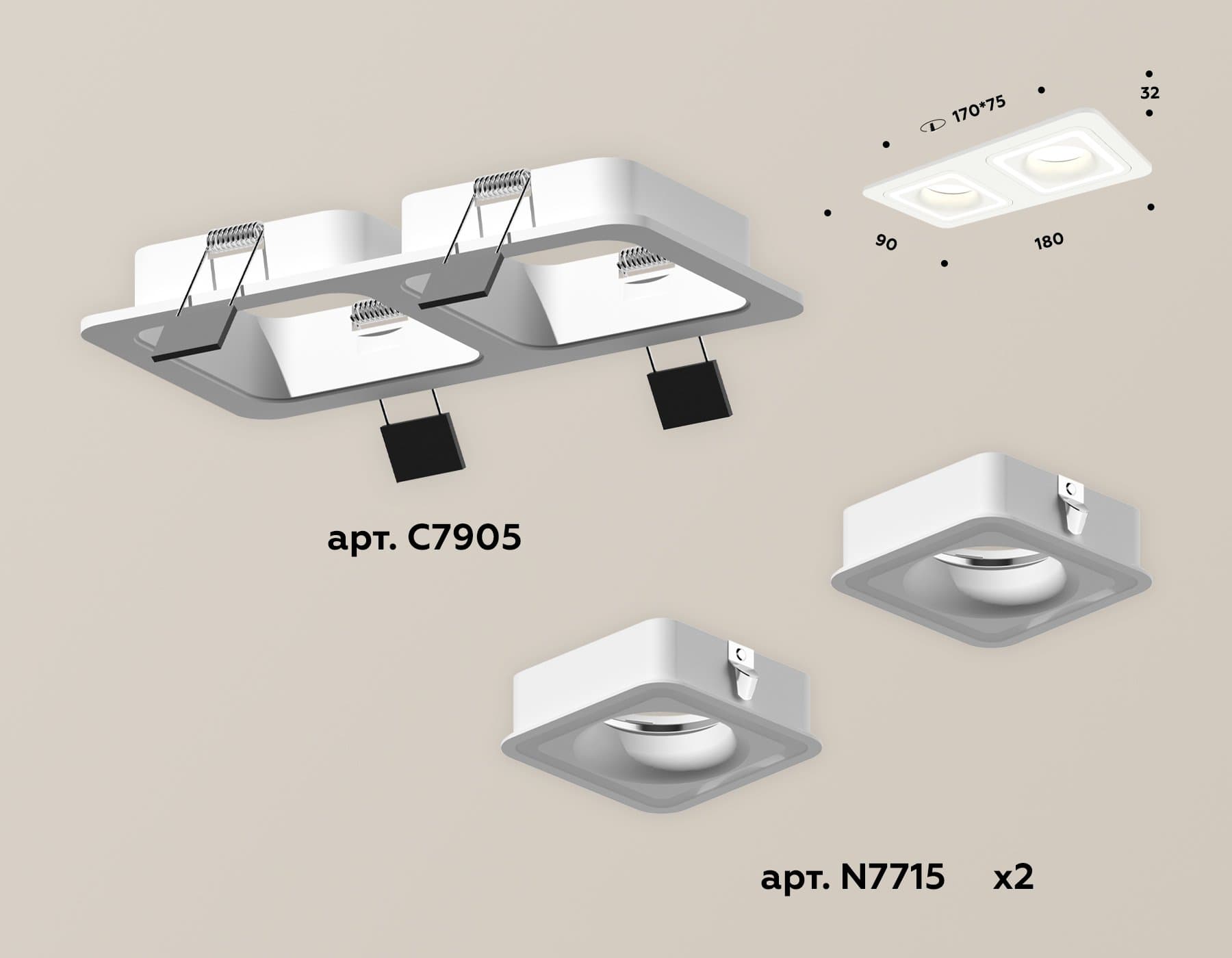 Ambrella Комплект встраиваемого светильника XC7905011 SWH белый песок MR16 GU5.3 (C7905, N7715) — миниатюра 2