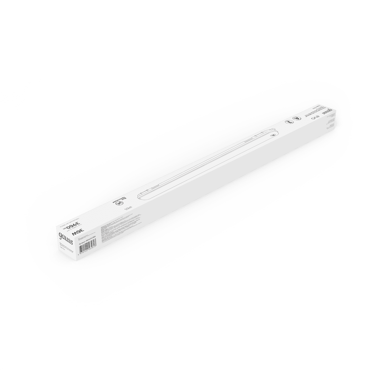 Gauss Светильник IP65 LED ССП-176 EVO IP65 1200*76*66 36W 3960lm 4000K с БАП на 1ч, 1/12 864425236A — миниатюра 2