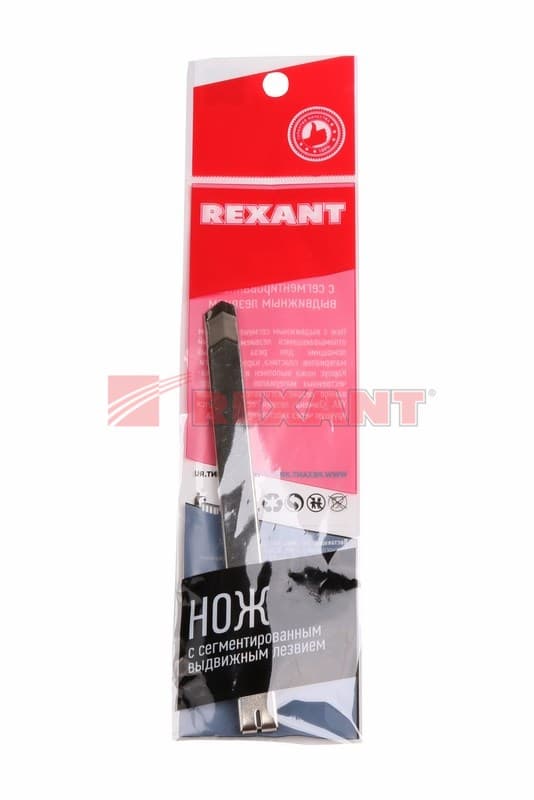 Нож с сегментированным лезвием 9 мм, корпус металлический, c клипсой Rexant 12-4906 — миниатюра 2