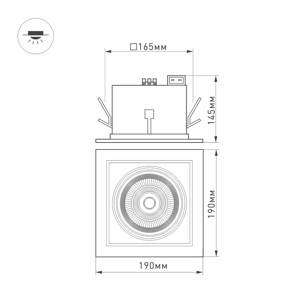 Arlight Светильник CL-KARDAN-S190x190-25W Day4000 (WH-BK, 30 deg) (IP20 Металл, 3 года) 026499 — миниатюра 2