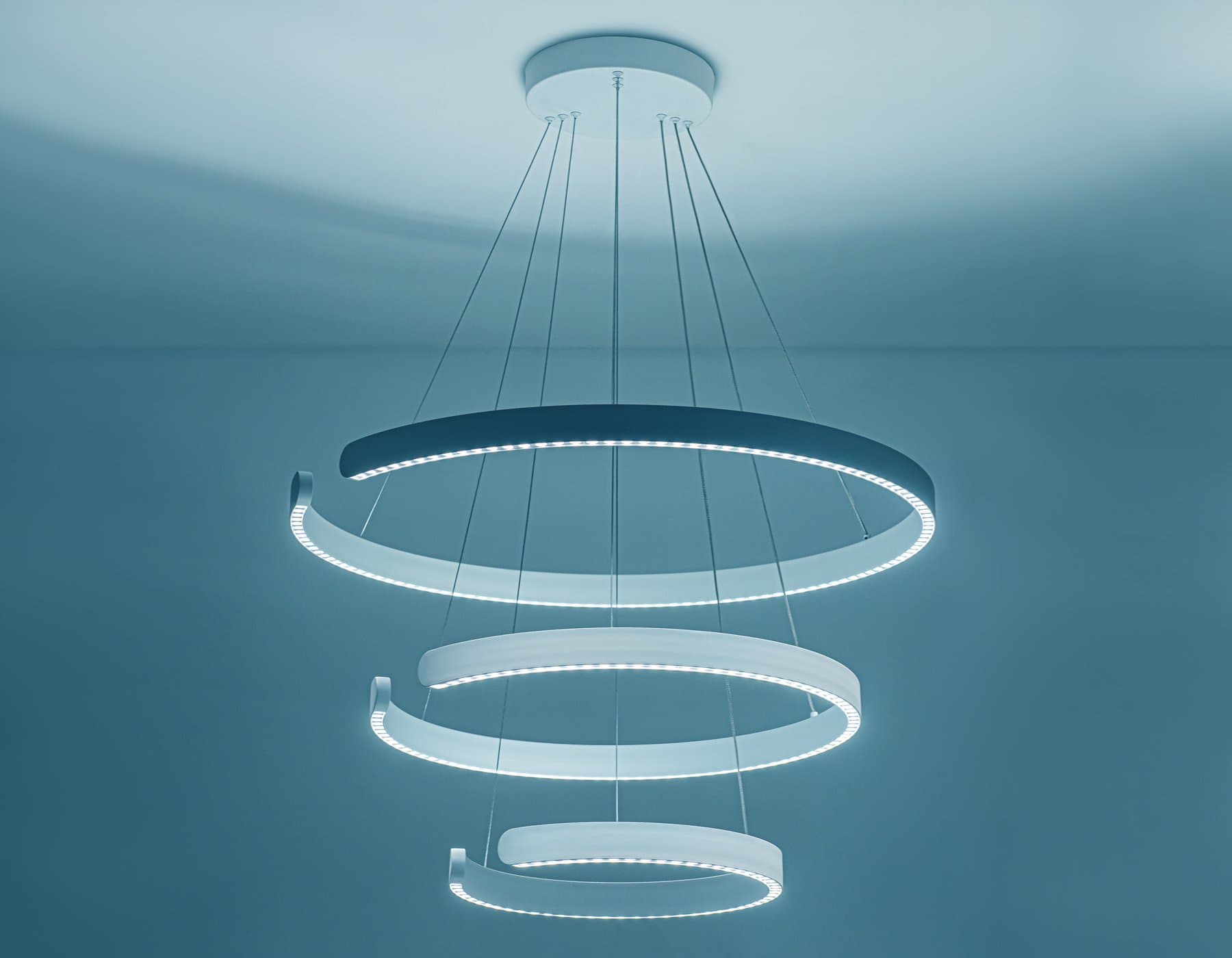 Ambrella Светильник подвесной светодиодный FL5887/3 WH белый 90W 3000K/4200K/6400K D800/600/400*1200 (без ПДУ) — миниатюра 5
