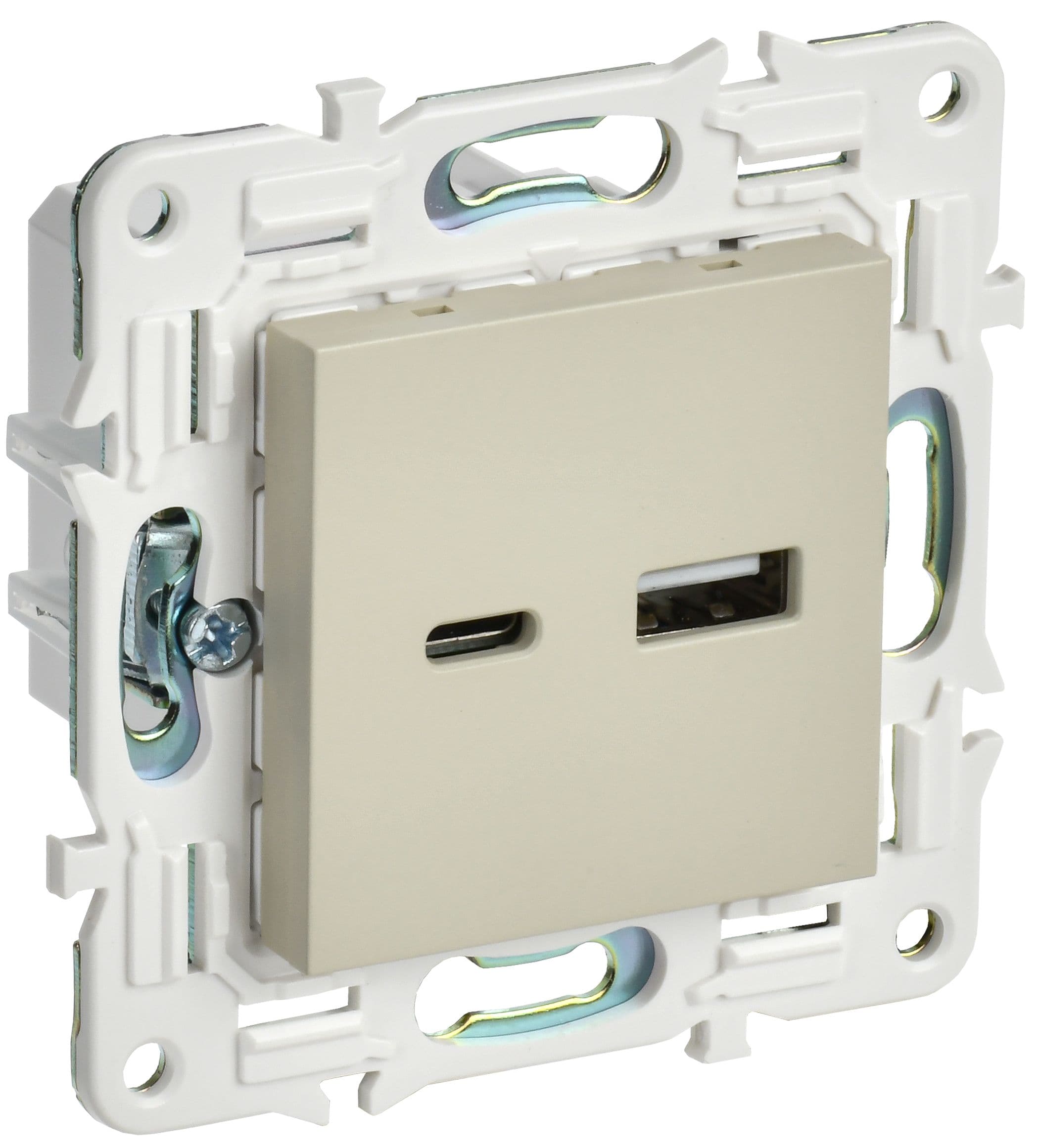 IEK SKANDY Бежевый Розетка USB A+C 3,1А SK-R14B — миниатюра 1