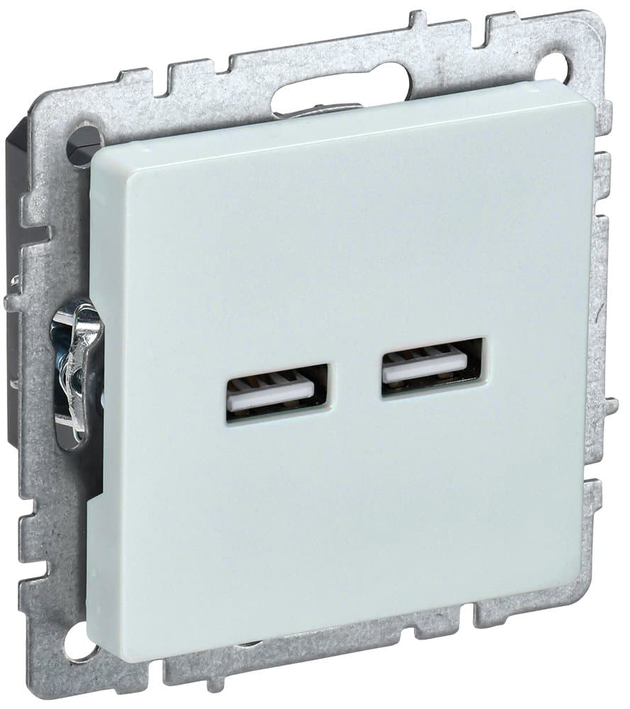 IEK BRITE BASE Жемчуг Розетка USB A+A 3,1А РЮ10-1-БрЖ