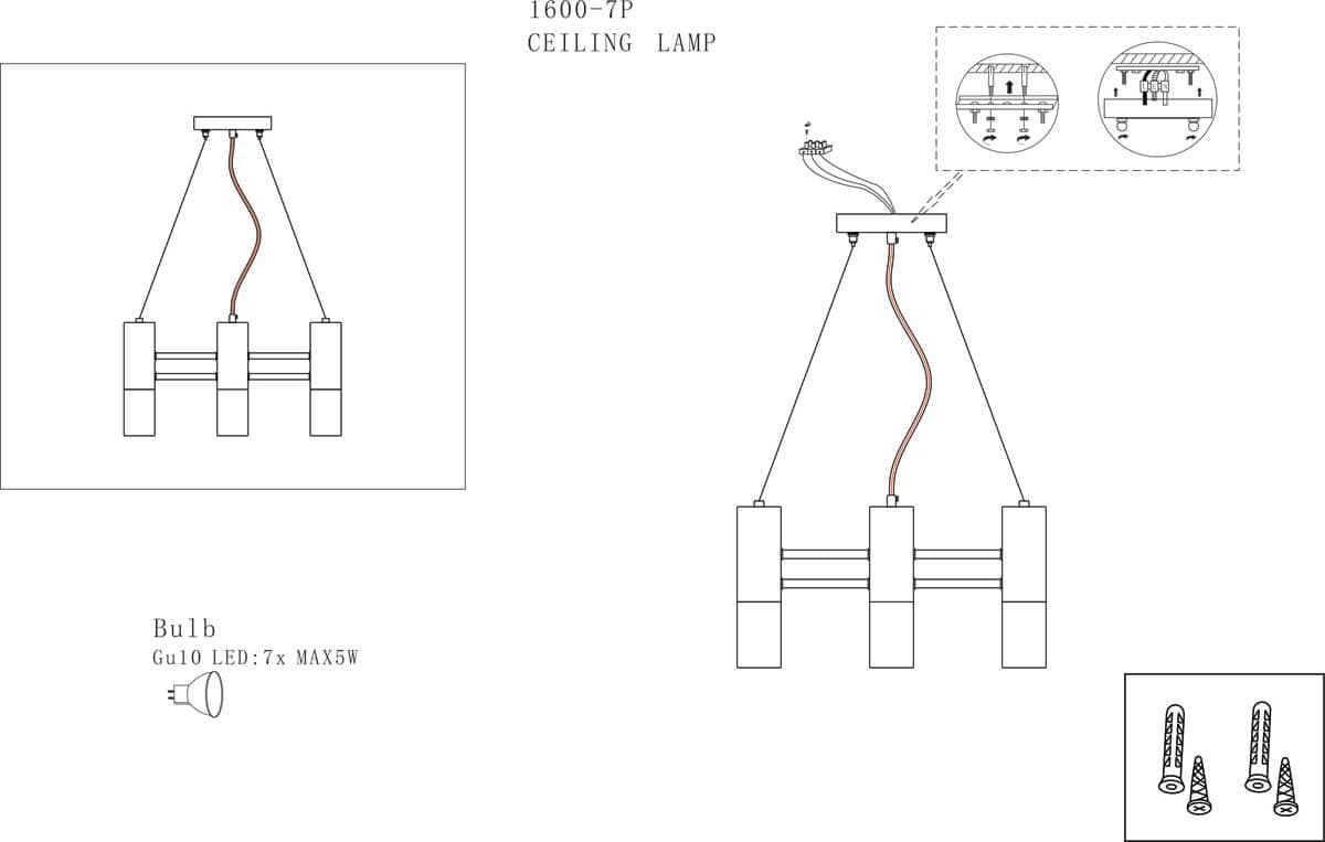 Favourite Черная/Золото Люстра 7*GU10LED*4W 1600-7P — миниатюра 2
