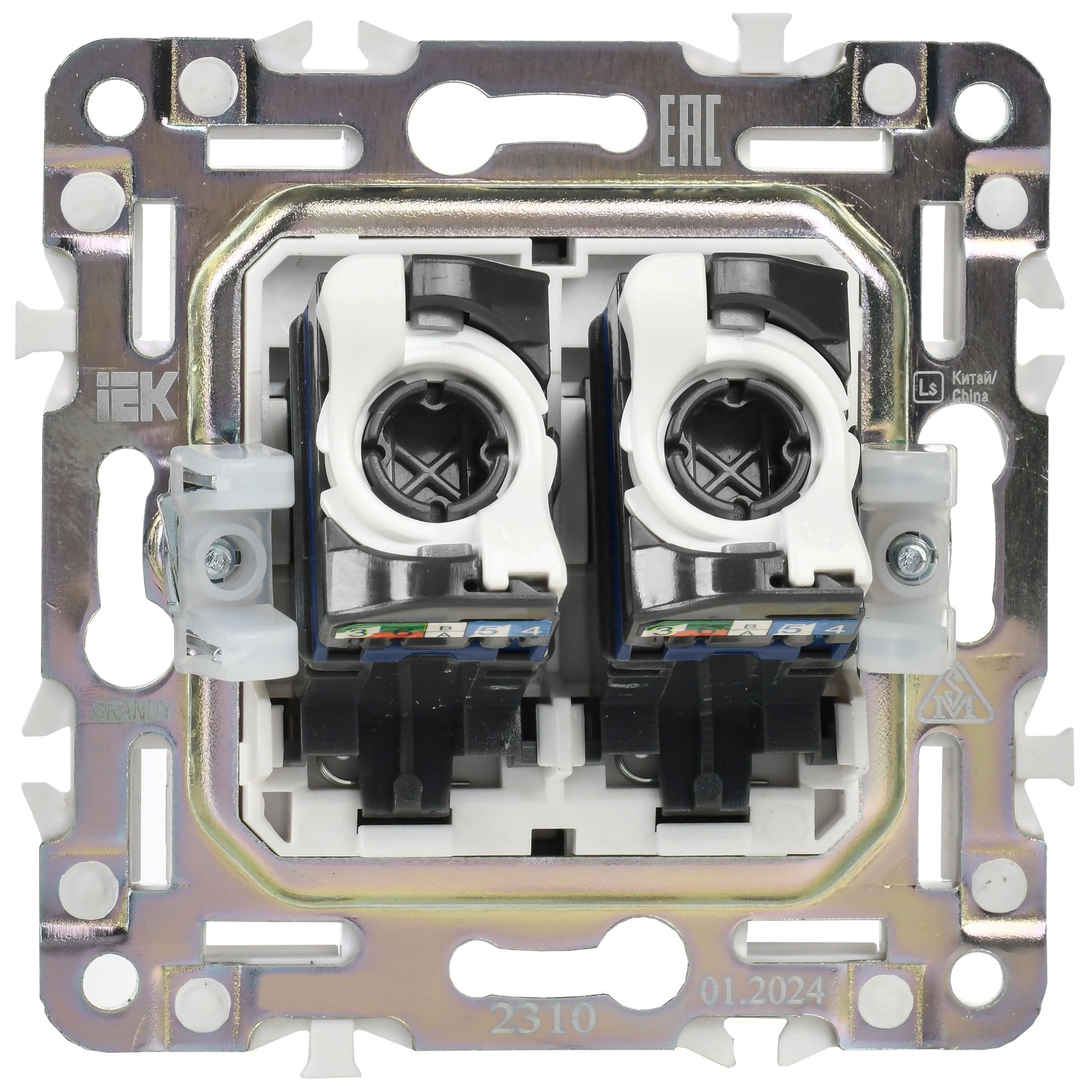 IEK SKANDY Никель Розетка компьютерная двойная RJ45 кат.6 SK-K04N — миниатюра 5