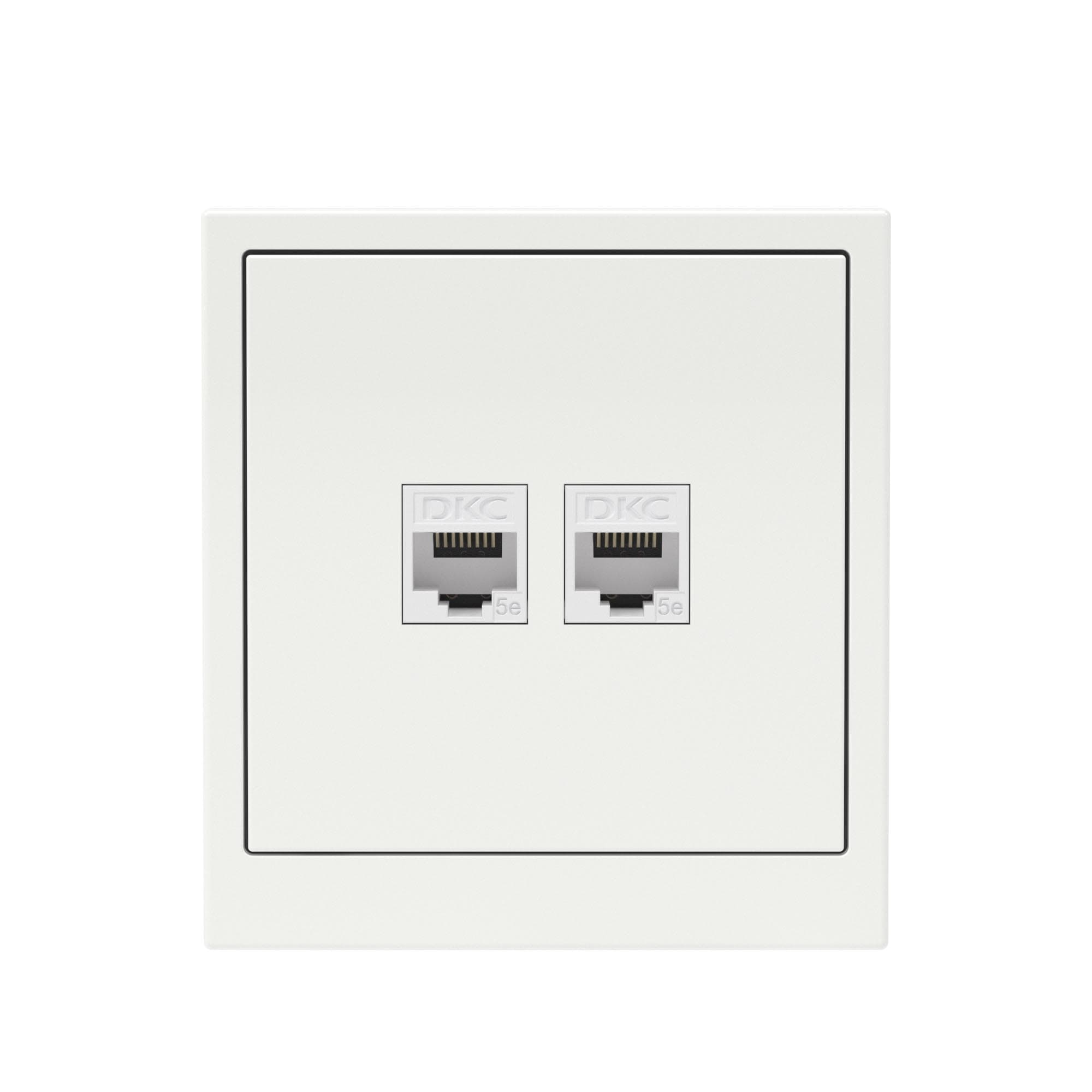 DKC KANT Компьютерная розетка RJ-45 без шторки, кат.5е двойная, белая магнолия — миниатюра 6