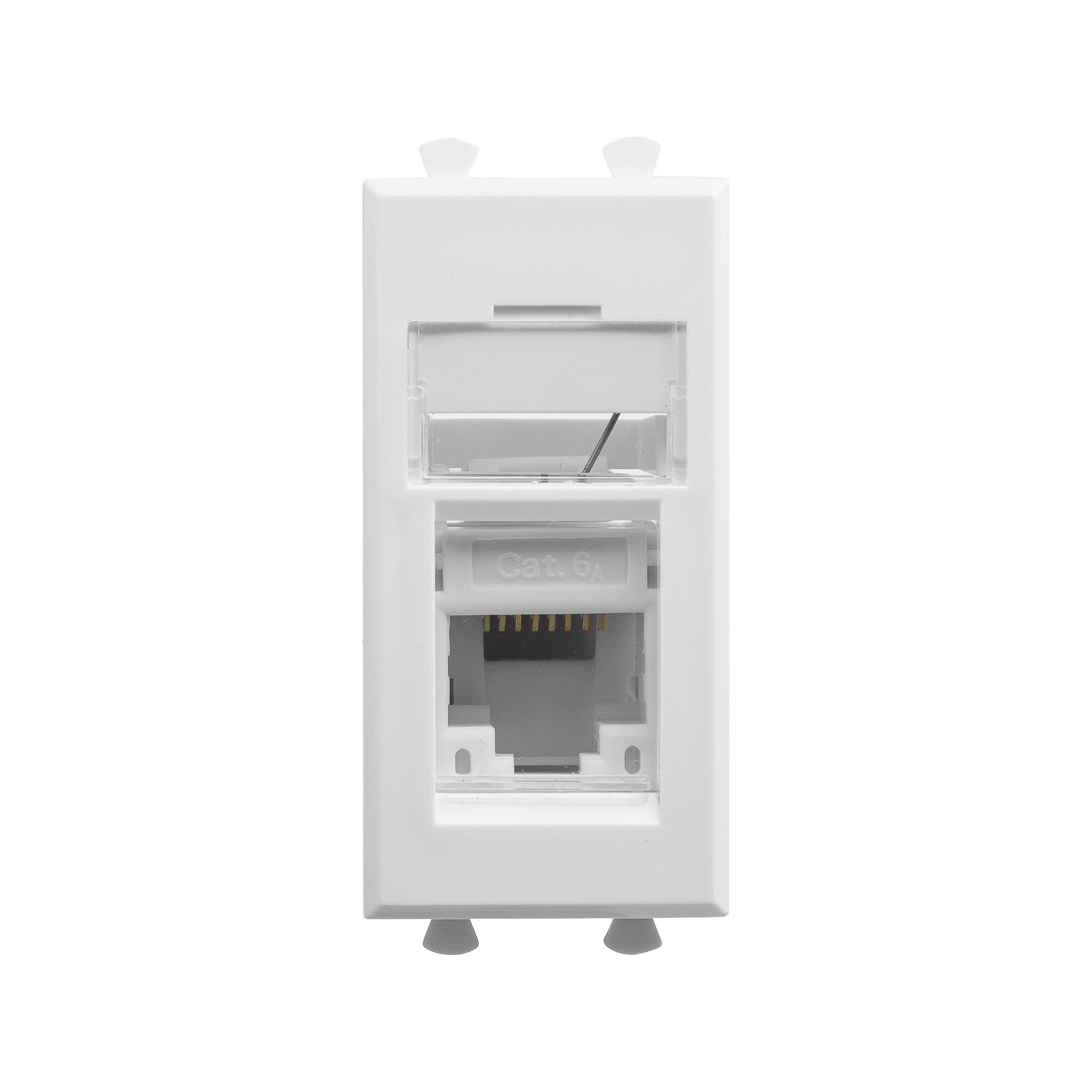 DKC Компьютерная розетка RJ-45 модульная, кат.6А, "Avanti", "Белое облако", 1 модуль 4400371 — миниатюра 1