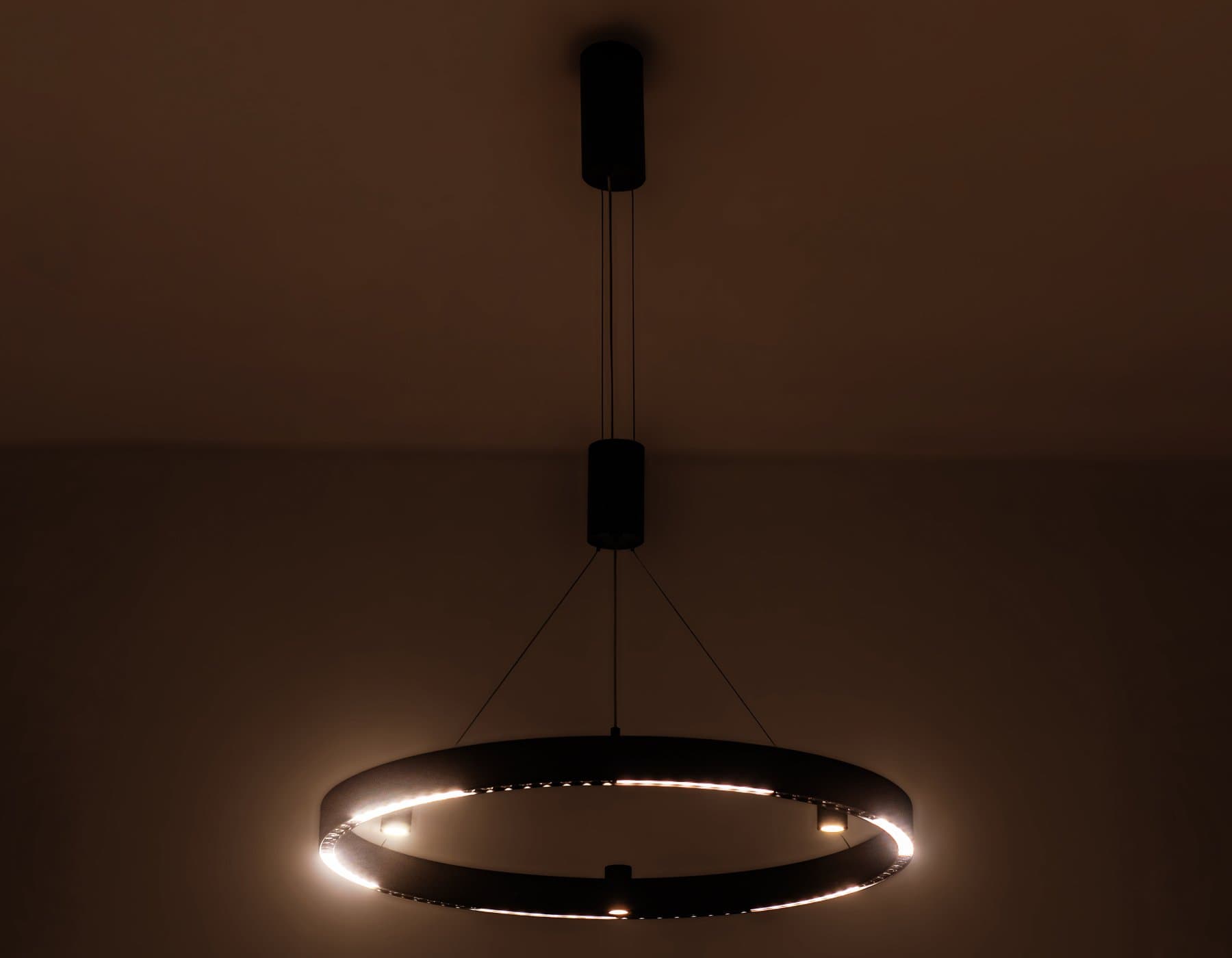 Ambrella Светильник подвесной светодиодный FL5845/1+3 BK черный 40W 3000K/4200K/6400K D600*1200 (без ПДУ) — миниатюра 4