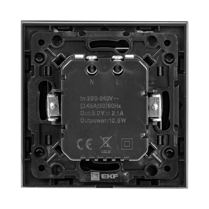 EKF PROxima Стокгольм Черный Розетка USB 2-ая, 2,1А — миниатюра 10