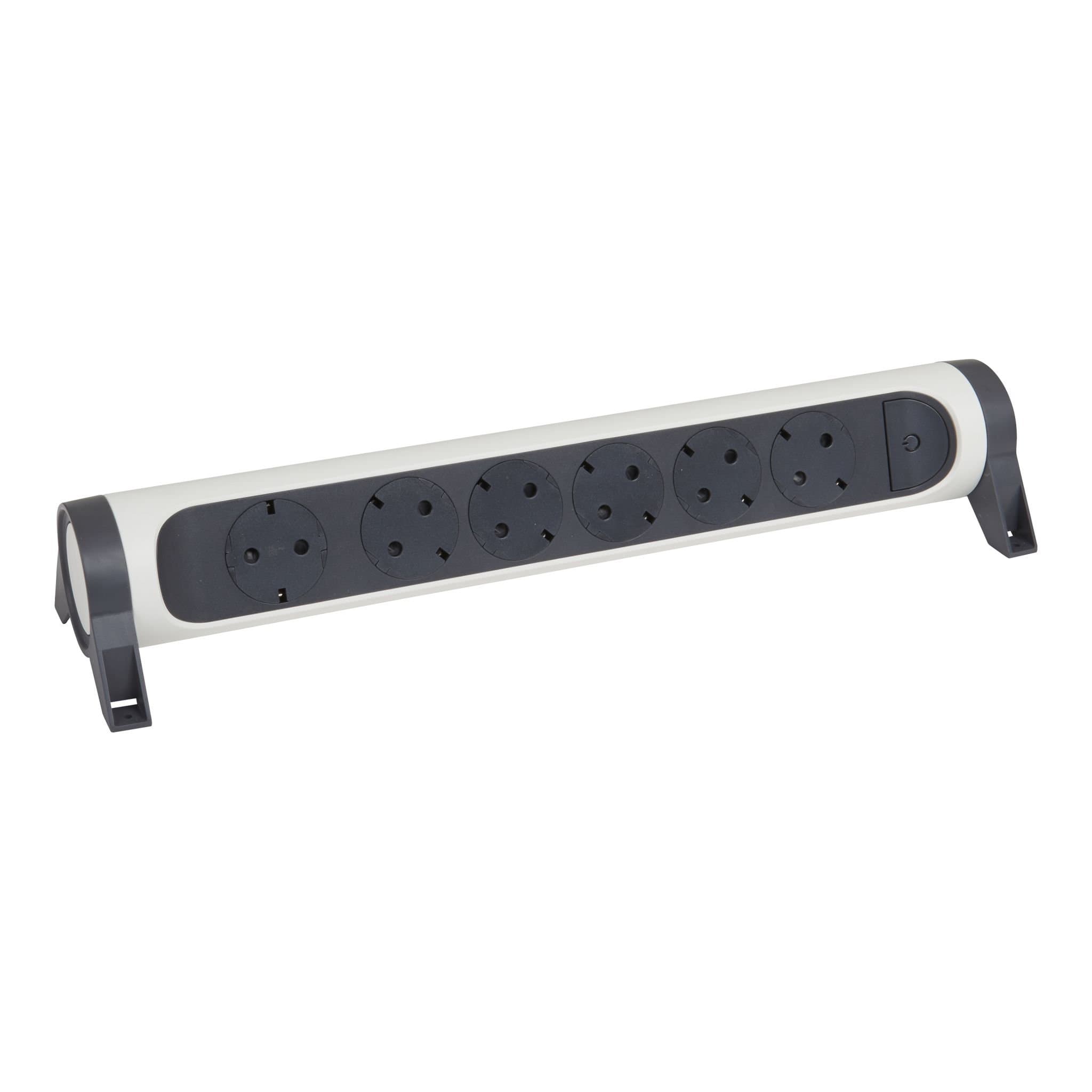 Legrand Revolution Комфорт Бело-черный Удлинитель 6x2К+З с выкл., без кабеля, плоские розетки, фиксируемый поворотный блок 694547 — миниатюра 3
