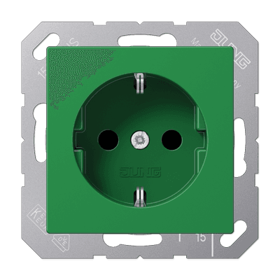JUNG SCHUKO Зеленая штепсельная розетка 16A 250V~; термопласт A1520BFGN