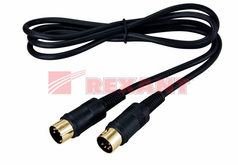 Шнур DIN 5PIN шт - DIN 5PIN шт 1.5М (GOLD) Rexant 17-2522 — миниатюра 2